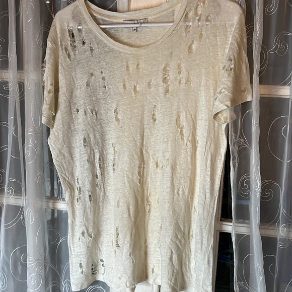 IRO CLAY HOLEY TEE with distressed shredded holes Made of linen Women (36) Sm(4) - Picture 4 of 9